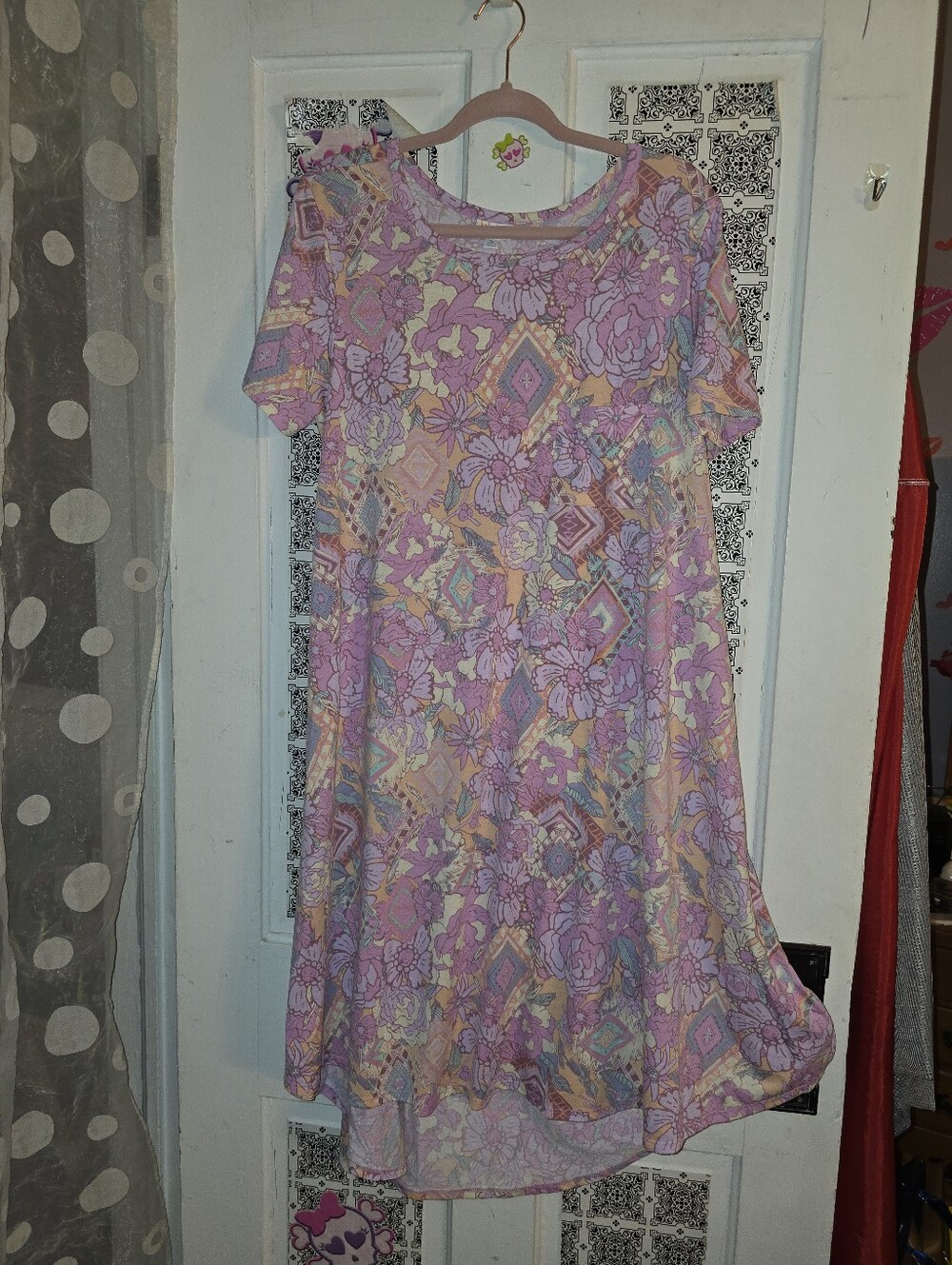 LuLaRoe Pastel Floral Midi Dress in Pink, Purple, Yellow